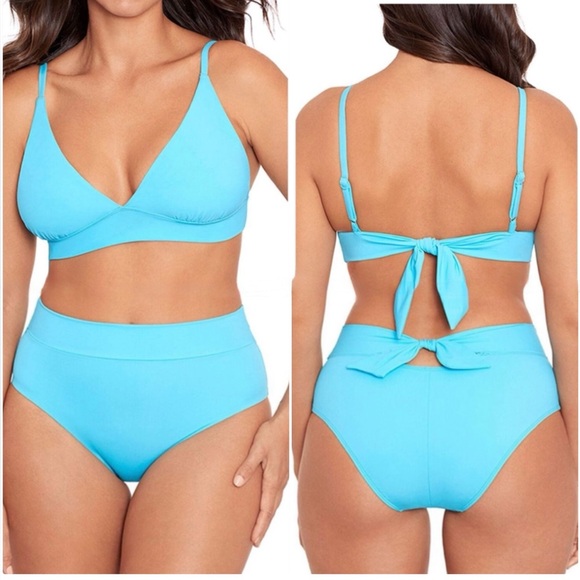 Skinny Dippers Aqua Blue 2-Piece Tummy Control Bikini Size XL X-Large - Picture 1 of 12